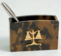 Legal scales of justice tiger eye marble pen and pencil holder