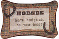 "HORSES LEAVE HOOFPRINTS ON YOUR HEART" THROW PILLOW - 12.5" X 8.5" 