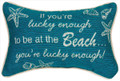 "IF YOU'RE LUCKY ENOUGH TO BE AT THE BEACH" THROW PILLOW - 12.5" X 8.5" OBLONG PILLOW - BEACH DECOR