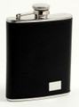 KINGS CROSS STAINLESS STEEL & TEXTURED BLACK LEATHER FLASK