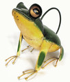 Frog watering crafted of powder coated metal and masterfully hand painted
