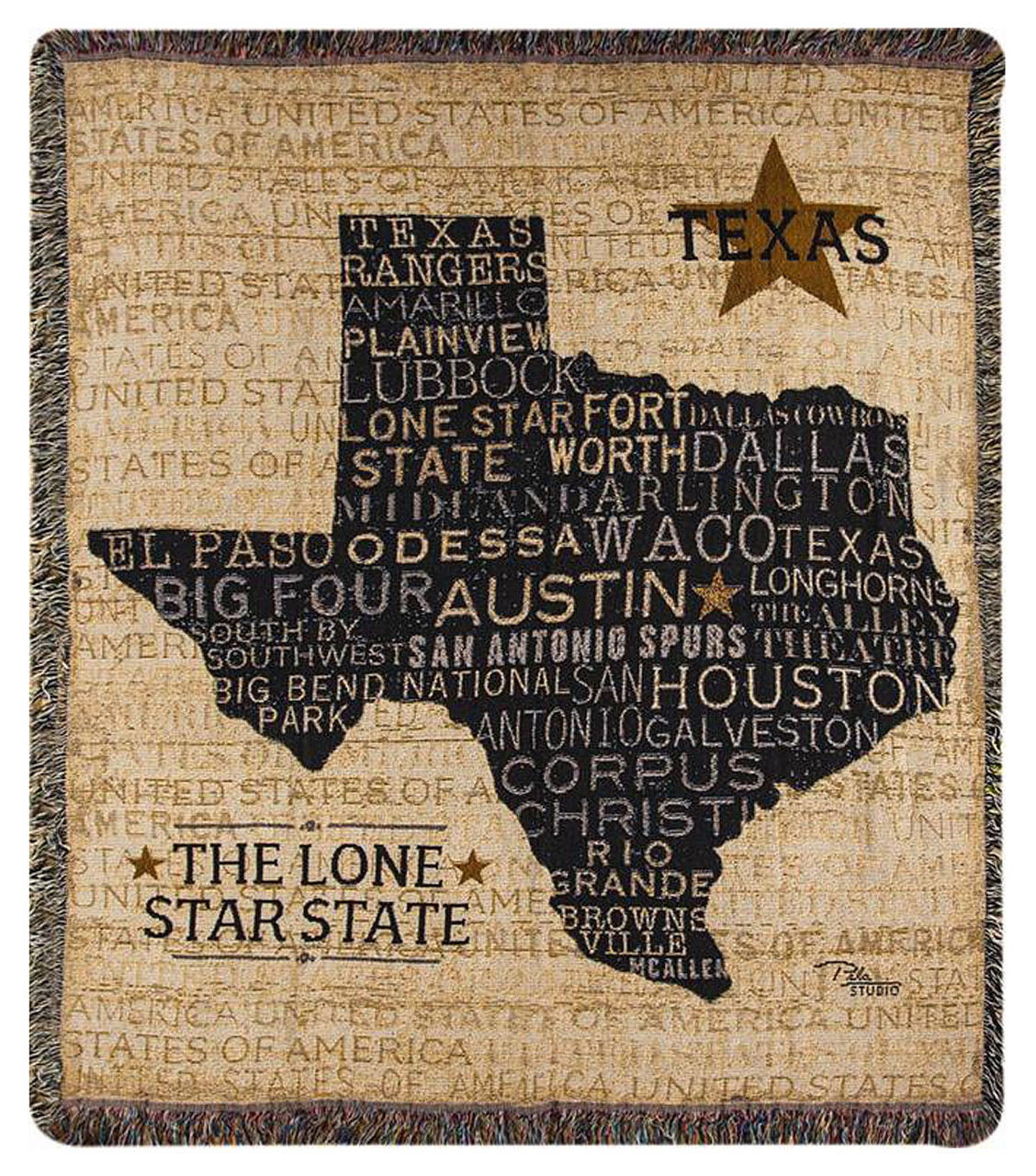 50 x 60 inches Texas Lone Star State Cotton Tapestry Throw Blanket 