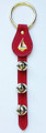 SLEIGH BELLS - RED LEATHER BELL STRAP WITH SAILBOAT CHARM & BRASS PLATED BELLS 