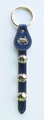 SLEIGH BELLS - BLUE LEATHER STRAP WITH CRAB CHARM & NICKEL PLATED BELLS