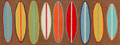 "SURFS UP" COLORFUL SURFBOARDS INDOOR OUTDOOR RUG - 24" x 60" RUNNER