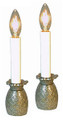 Brand new pineapple electric window candlestick lamps feature intricately cast solid brass bases with a lustrous pewter patina.  Sold as a set of two.  Measures approximately 7 inches tall.