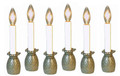 Brand new pineapple electric window candlestick lamps feature intricately cast solid brass bases with a lustrous pewter patina.  Sold as a set of six.  Measures approximately 7 inches tall.