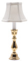"DEVONSHIRE" POLISHED BRASS MINI LAMP WITH OFF WHITE SHADE - 12"H