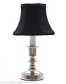 "WARWICKSHIRE" PEWTER FINISH MINI LAMP WITH BLACK SHADE - 10.5"H