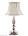 "WARWICKSHIRE" PEWTER FINISH MINI LAMP WITH OFF WHITE SHADE - 10.5"H