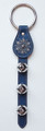  BLUE LEATHER BELL STRAP WITH SNOWFLAKE CHARM AND NICKEL-PLATED BELLS - JINGLE BELLS - SLEIGH BELLS