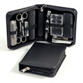 11-PIECE MENS MANICURE SET AND GROOMING KIT IN BLACK LEATHER CASE