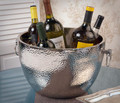 Double walled, handled wine cooler crafted of stainless steel with an attractive hammered finish.  