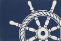 "CAPTAINS WHEEL" INDOOR OUTDOOR RUG - BLUE - 24" x 36" - SHIPS WHEEL RUG - NAUTICAL DECOR