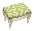 "BRITTNEY PARK" LATTICE DESIGN UPHOLSTERED FOOTSTOOL - CHARTREUSE GREEN LINEN CUSHION COVER