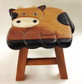 "HOW NOW, BROWN COW" WOODEN FOOTSTOOL - COW FOOT STOOL