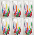 Brand new cut crystal highball glass crafted in Italy and hand painted by master Venetian artisans in a rainbow of colors.  Sold as a set of six.