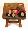 BIG RED TRACTOR WOODEN FOOTSTOOL - CHILDRENS ROOM FOOT STOOL