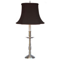 WESTMORELAND PEWTER FINISH CANDLESTICK TABLE LAMP WITH BLACK SHADE - 28"H