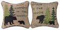 "WHAT HAPPENS IN THE WOODS" REVERSIBLE TAPESTRY PILLOW - 12" SQUARE