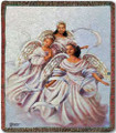 THROWS - "TRIO OF ANGELS" TAPESTRY THROW BLANKET - 50" X 60" - AFRICAN AMERICAN
