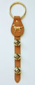 TAN LEATHER BELL STRAP WITH GOLDEN RETRIEVER CHARM & THREE BRASS PLATED BELLS