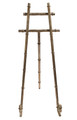 Stylized bamboo tabletop display easel. Cast of iron and richly finished with an antique silver patina.