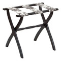 LUGGAGE RACKS - "WESTMINSTER" WOODEN LUGGAGE RACK - BLACK FRAME WITH BLACK TOILE STRAPS