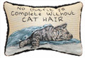 "NO OUTFIT IS COMPLETE WITHOUT CAT HAIR" PILLOW - 12.5" X 8.5" - CAT LOVERS THROW PILLOW