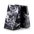 Stylish wedge shape black striated marble bookends with a beautiful polished finish
