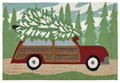 "HOME FOR THE HOLIDAYS" WOODY WAGON AREA RUG - 24" x 36" - INDOOR OUTDOOR RUG