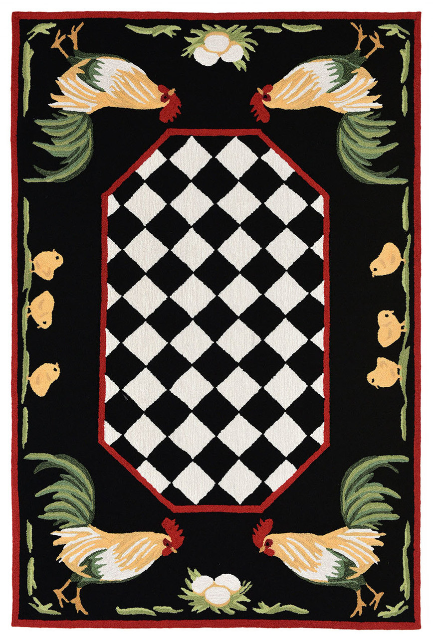AREA RUGS 24" x 36" "FRENCH COUNTRY ROOSTER" INDOOR OUTDOOR RUG 