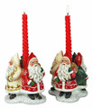 CHRISTMAS CANDLE HOLDERS - PAIR OF VICTORIAN SANTA CANDLE HOLDERS - CANDLESTICKS