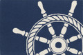 "CAPTAINS WHEEL" INDOOR OUTDOOR RUG - BLUE - 20" x 30" - SHIPS WHEEL RUG - NAUTICAL DECOR