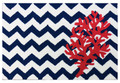 CORAL SEA HAND HOOKED RUG - 22" X 34" - RED CORAL AND CHEVRON DESIGN - OPEN BOX ITEM 