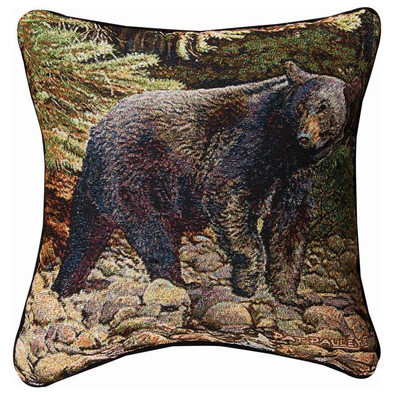 On The Prowl Black Bear Tapestry Pillow Kensington Row Pillows