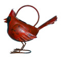 Cardinal watering can crafted of metal and beautifully hand painted.