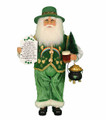 IRISH SANTA FIGURINE HOLDING AN IRISH BLESSING, BEER AND POT OF GOLD 