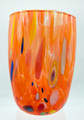 "ARLECCHINO" MURANO GLASS STEMLESS WINE GLASS / OLD FASHIONED GLASS - TANGERINE