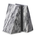 Wedge shape, Carrera gray marble bookends with beautiful striations and a lustrous polished finish.