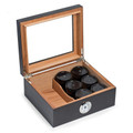 "MENDOCINO" CEDAR LINED HUMIDOR WITH 6 BLACK MARBLE TOBACCO & WEED CANNABIS CONTAINERS