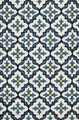 "ARABESQUE" GEOMETRIC TILE DESIGN INDOOR OUTDOOR RUG - 7'6" x 9'6" - IVORY & BLUE - FREE SHIPPING*