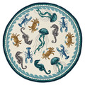 "KEY BISCAYNE" INDOOR OUTDOOR RUG - 7'6" ROUND - NAUTICAL DECOR - FREE SHIPPING*