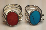 Happy Hour Ring - Small Oval (Blue / Coral)