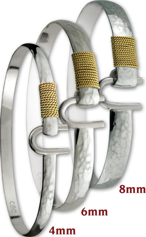 8mm Sterling Silver with 14K Gold Wrap Original Hook Bracelets
