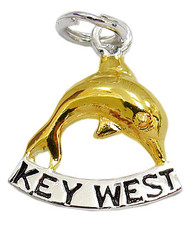Dolphin "Key West" Charm. Sterling Silver and Gold Vermeil.