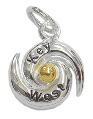 Hurricance "Key West" Charm. Sterling Silver and Gold Vermeil.