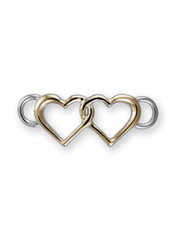 Sterling Silver Double Heart Clasp with 14K Gold Accent.