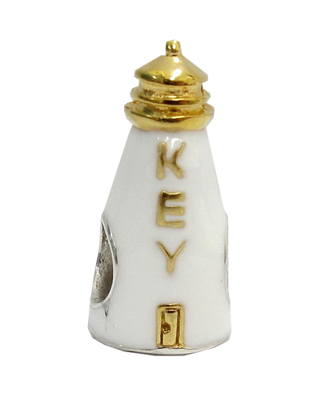 Key West Lighthouse Bead. Sterling Silver, Enamel, and gold plated accents.
