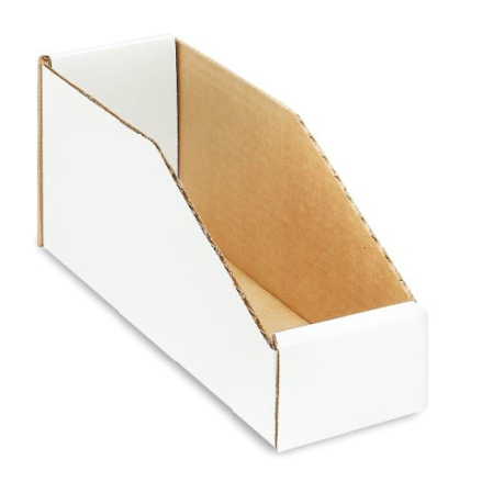 White 50-8" x 9" x  4 1/2" Open Top Corrugated Bin Boxes